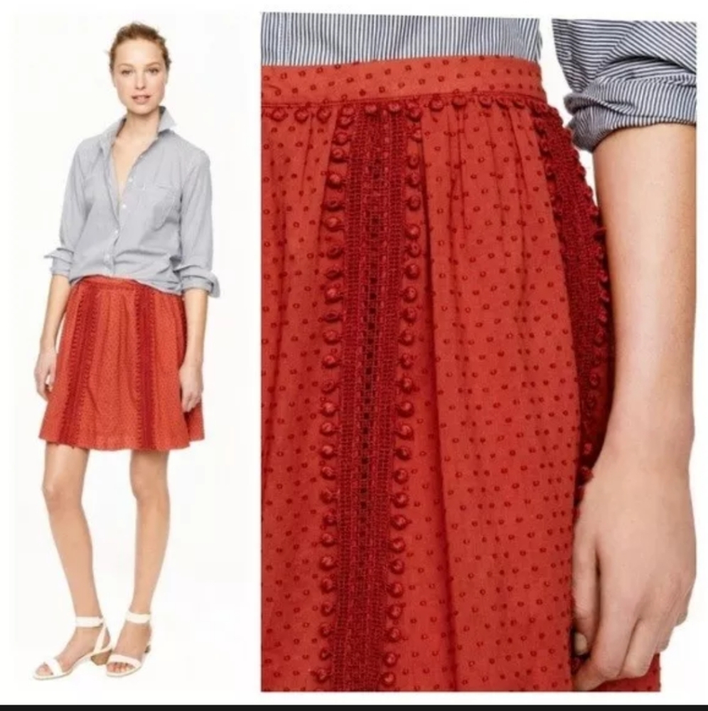 J.Crew Swiss-Dot PomPom Skirt size 4